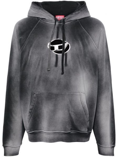 Pamučna hoodie s kapuljačom Diesel siva