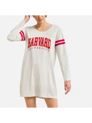 Camisón de algodón manga larga Harvard beige