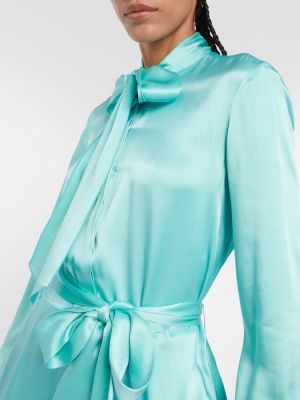 Satynowa sukienka midi koronkowa Stella Mccartney niebieska
