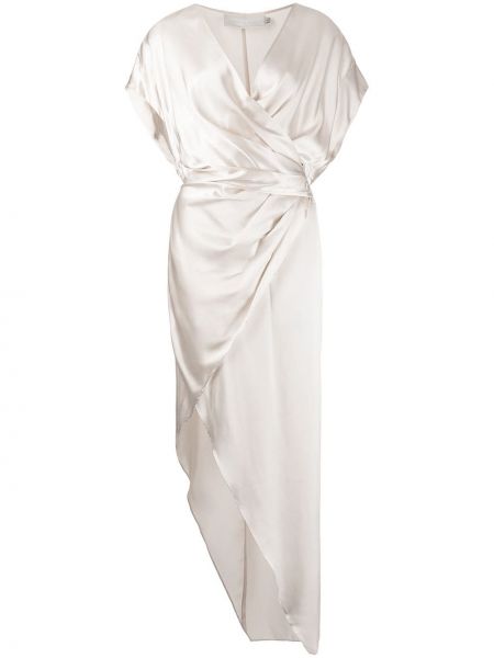 Vestido de noche de seda Michelle Mason blanco