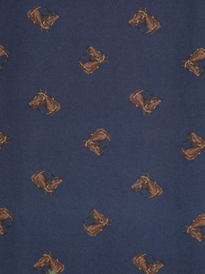 Seiden schal mit fransen mit print Polo Ralph Lauren blau