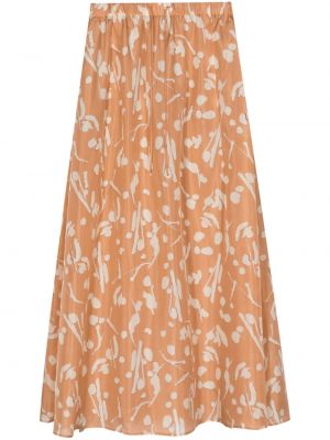 Hedvábné dlouhá sukně s potiskem s abstraktním vzorem Alysi