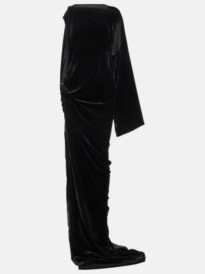 Robe longue en velours asymétrique Rick Owens noir