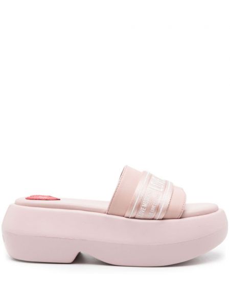 Cipele s platformom s printom Love Moschino ružičasta