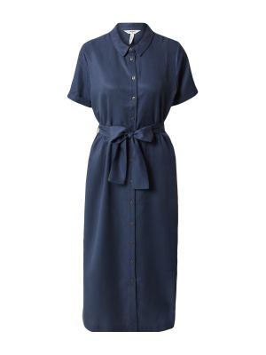 Lyocellové jednofarebné priliehavé košeľové šaty Object - modrá
