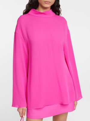 Μεταξωτή μπλούζα Valentino ροζ