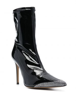 Iš natūralios odos auliniai batai su kristalais Alexandre Vauthier juoda