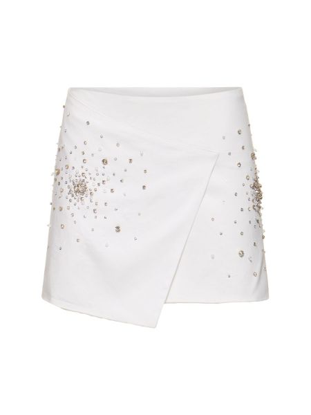 Bavlněné saténové mini sukně Des Phemmes bílé