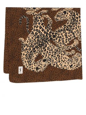 Zīda šalle ar apdruku ar leoparda rakstu Saint Laurent Pre-owned