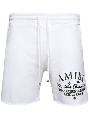 Pantaloni scurți din bumbac cu imagine Amiri alb