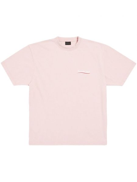 Medvilninis marškinėliai Balenciaga rožinė