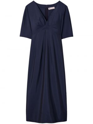 Midi šaty s výstrihom do v Tory Burch modrá