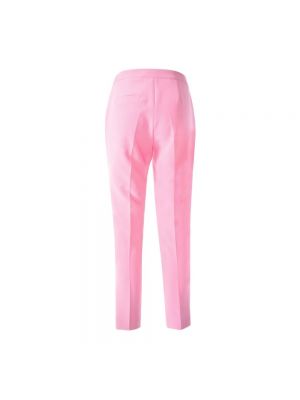 Spodnie slim fit z krepy eleganckie Yes Zee różowe