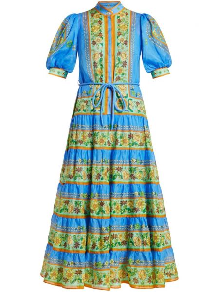 Midi haljina s cvjetnim printom s printom Alemais plava