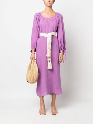 Lněné midi šaty 120% Lino fialové