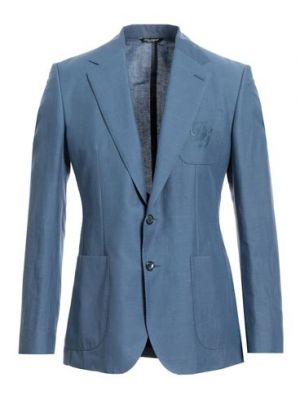 Blazer de lino de seda de algodón Dolce & Gabbana azul
