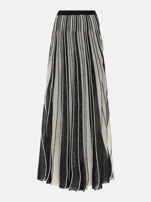 Plisované pruhované dlouhá sukně Costarellos černé