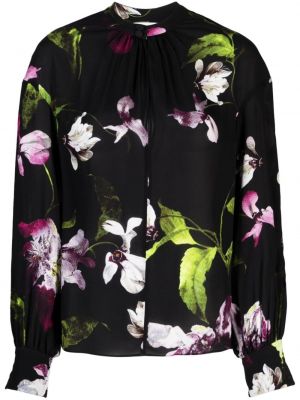 Bluza s cvetličnim vzorcem s potiskom Erdem črna