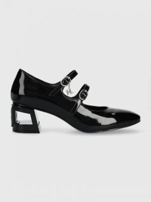Pantofi cu toc din piele cu toc Karl Lagerfeld negru