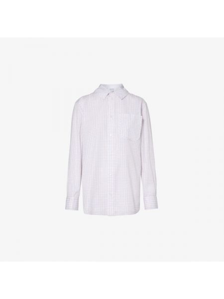 Клетчатая хлопковая шелковая рубашка Bottega Veneta белая