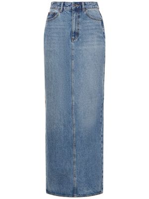 Bavlnená džínsová sukňa Self-portrait modrá