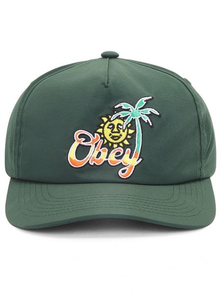Chapeau à imprimé tropical Obey vert
