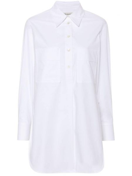 Βαμβακερή μπλούζα με γιακά Modes Garments λευκό