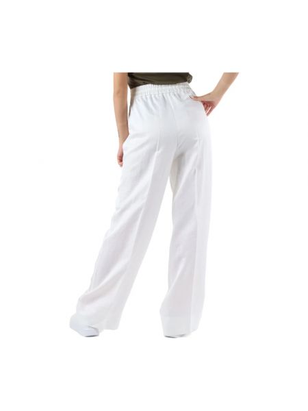 Pantalones de lino de viscosa Boss blanco