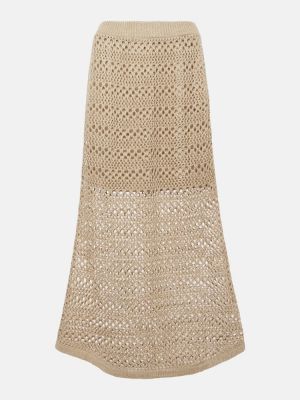 Falda larga de lino de seda Brunello Cucinelli blanco