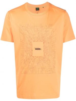 Тениска с принт Boss оранжево