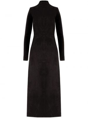 Dolga obleka z izrezom na hrbtu iz semiša Ferragamo črna