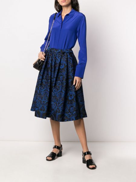 Falda con bordado de flores plisada Comme Des Garçons azul