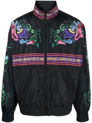 Denim jakna s cvetličnim vzorcem s potiskom Versace Jeans Couture črna