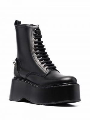 Ankle boots sznurowane na platformie koronkowe Dsquared2 czarne
