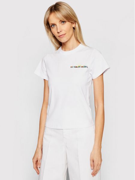 T-Shirt Organic Single 2221JTS002507A Biały Regular Fit Victoria Victoria Beckham