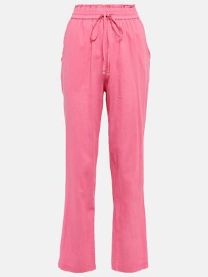 Λινό παντελόνι Bananhot ροζ