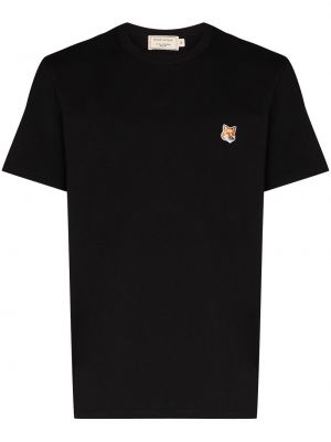 T-shirt mit stickerei Maison Kitsuné schwarz