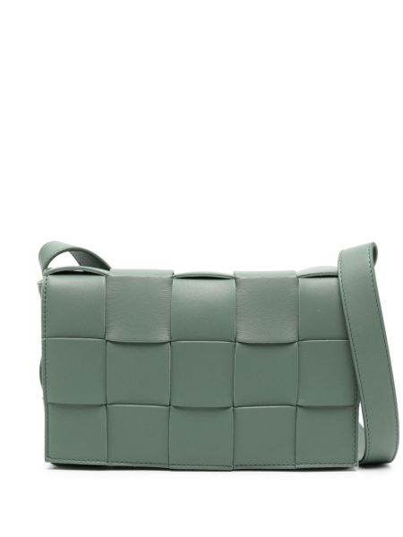 Δερμάτινη τσάντα χιαστί Bottega Veneta πράσινο