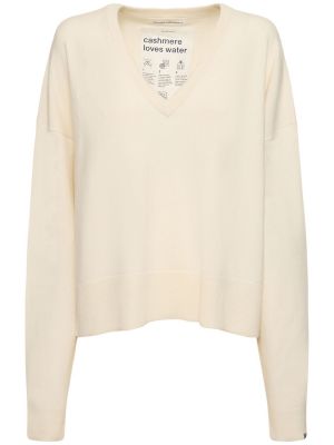 Кашмирен пуловер с v-образно деколте Extreme Cashmere бяло