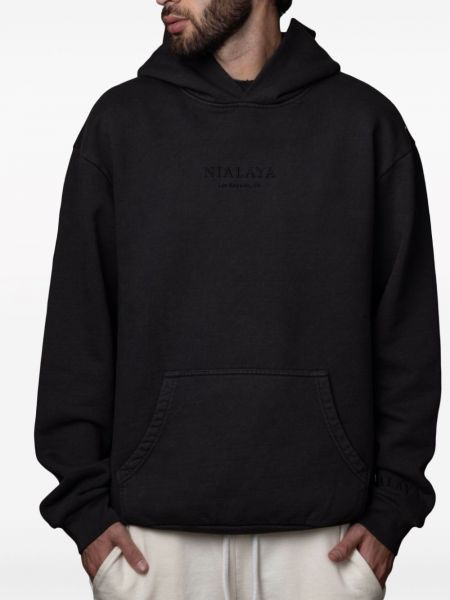 Fleece hoodie mit stickerei aus baumwoll Nialaya Jewelry schwarz