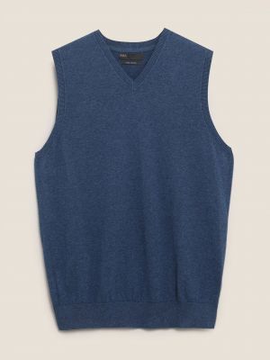 Bavlnený sveter bez rukávov Marks & Spencer modrá