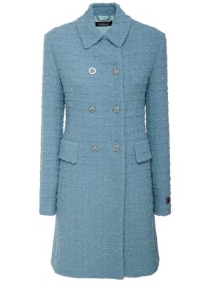 Tweed mantel Versace himmelblau
