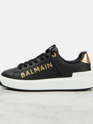 Δερμάτινα sneakers Balmain μαύρο