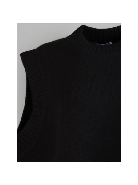 Top de lana sin mangas de tela jersey Prada negro