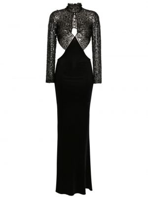 Βραδινό φόρεμα με παγιέτες Elisabetta Franchi μαύρο