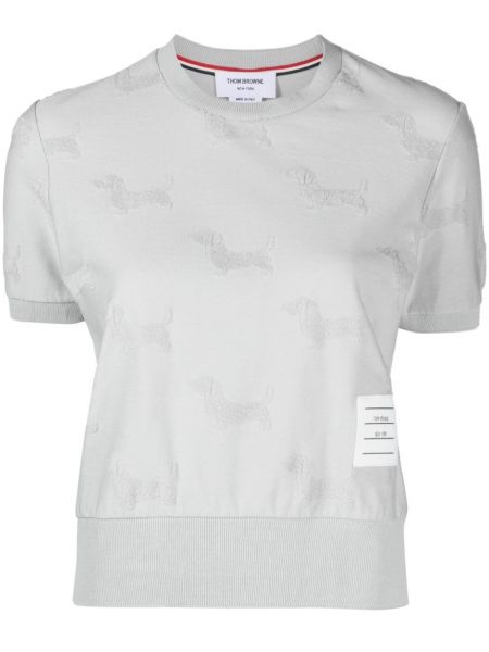 Žakárové tričko Thom Browne sivá