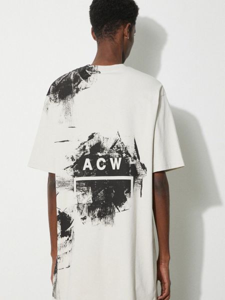 Хлопковая футболка с принтом A-cold-wall* бежевая