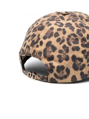 Raštuotas medvilninis kepurė su snapeliu leopardinis Valentino Garavani ruda