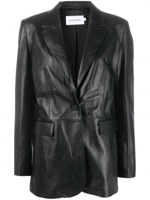 Kožené sako na gombíky Calvin Klein čierna
