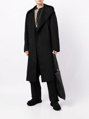 Abrigo con capucha Yohji Yamamoto negro